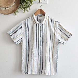 Free Assembly Boys XL 14/16 Striped Button Down Shirt Cotton Short Sleeve